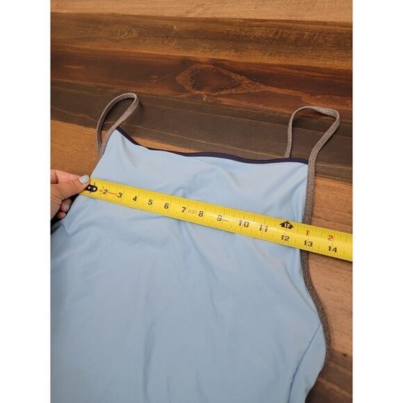 Aerie Apron One Piece Swimsuit Monokini Light Blue Low Back High Leg Size XL - Picture 6 of 9